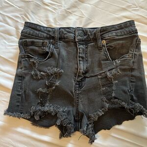 Aeropostale Black Jean Shorts Distressed High-Waisted